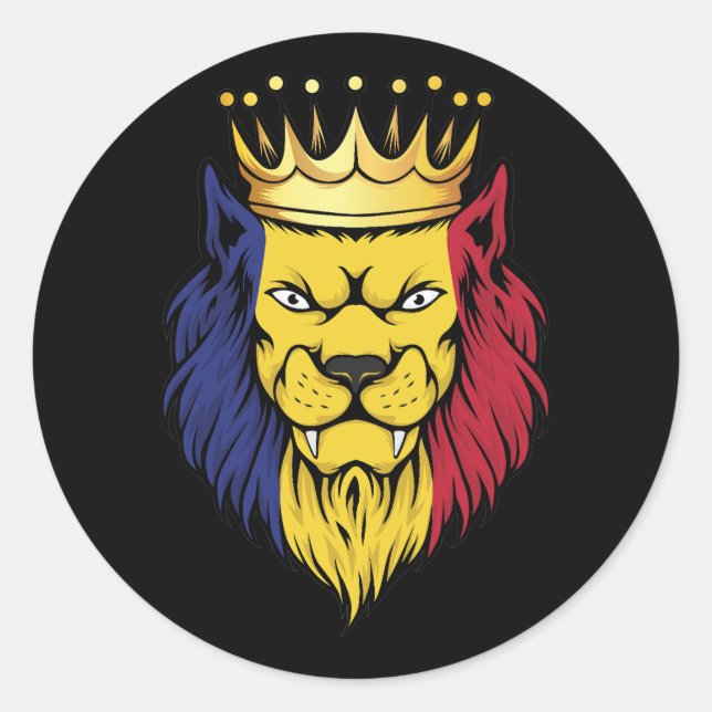 Romania  Lion King Flag Classic Round Sticker (Front)