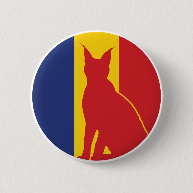 Romania Lynx Romanian National Animal Flag 6 Cm Round Badge (Front)