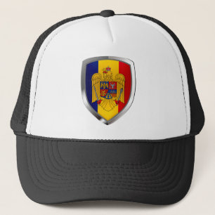 Romania Metallic Emblem Trucker Hat
