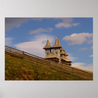 Romania, Moldova, wooden Orthodox church Poster