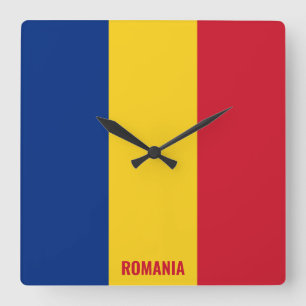 Romania National Flag Patriotic Square Wall Clock