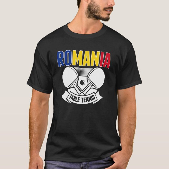 Romania Ping Pong   Romanian Table Tennis Supporte T-Shirt (Front)