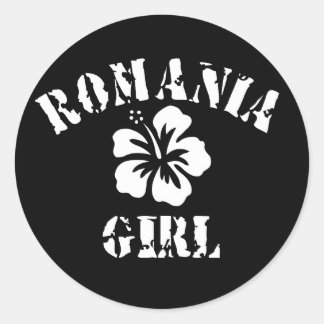 Romania Pink Girl Classic Round Sticker