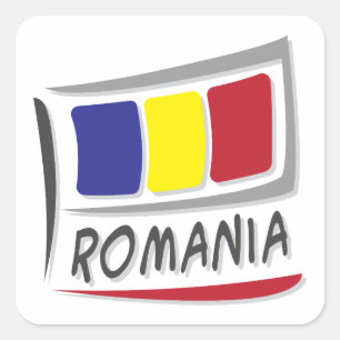 Romania Pride X Flag Square Sticker