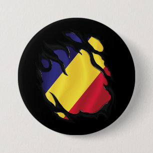 Romania Ripped Flag 7.5 Cm Round Badge