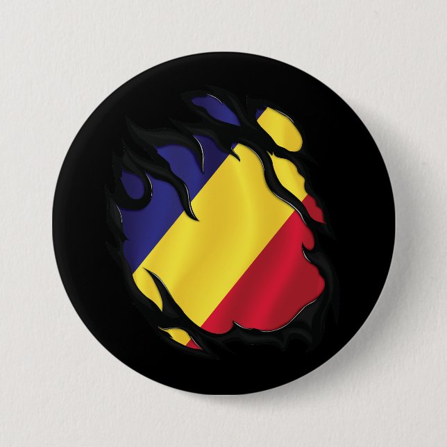 Romania Ripped Flag 7.5 Cm Round Badge (Front)