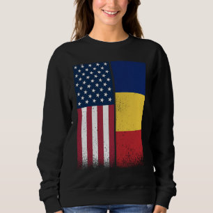 Romania Romanian American Flags Proud USA Romania Sweatshirt