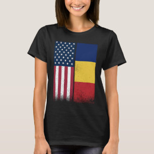 Romania Romanian American Flags Proud USA Romania T-Shirt