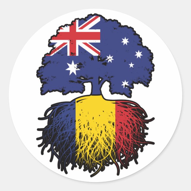 Romania Romanian Australian Australia Tree Roots Classic Round Sticker (Front)