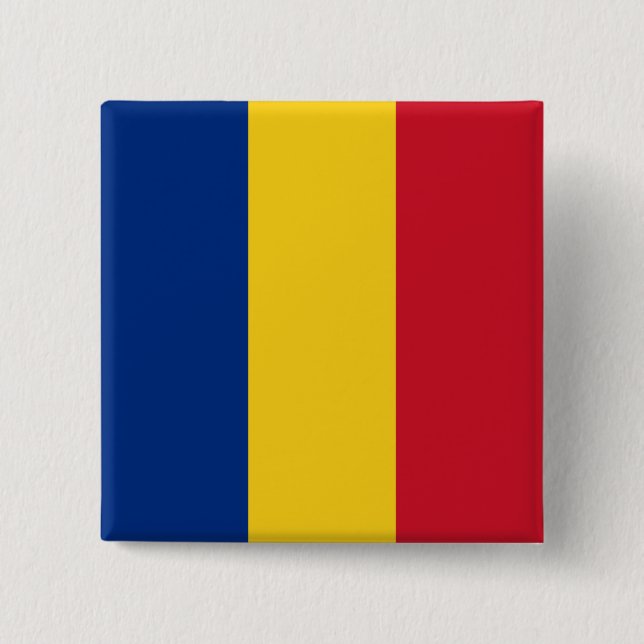 Romania (Romanian) Flag 15 Cm Square Badge (Front)
