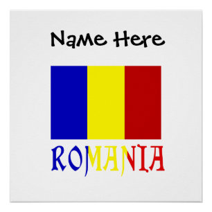 Romania Romanian Flag Black Personalisation Poster