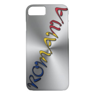 Romania Romanian Flag Colour Typography Silver iPhone 8/7 Case
