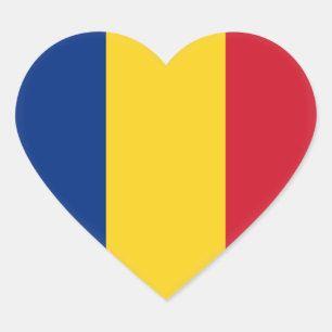 Romania (Romanian) Flag Heart Sticker