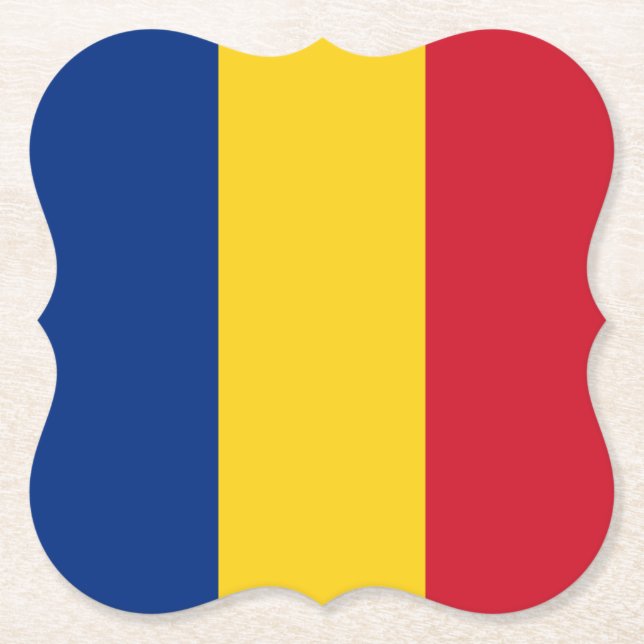 Romania (Romanian) Flag Paper Coaster (Front)