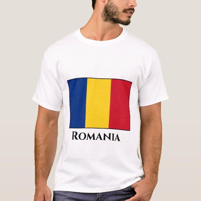 Romania (Romanian) Flag T-Shirt (Front)