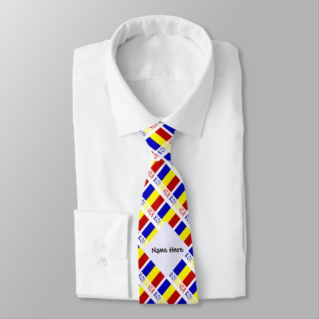 Romania Romanian Flag Titled Black Personalization Tie (Tied)