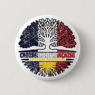 Romania Romanian French France Tree Roots Flag 6 Cm Round Badge