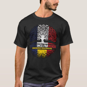 Romania Romanian French France Tree Roots Flag T-Shirt