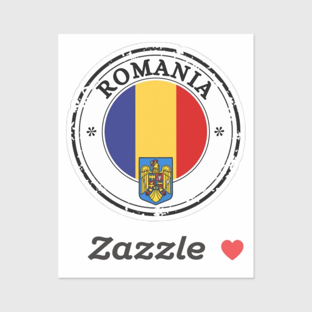 Romania Seal Sticker Round Flag For Laptop Book… (Sheet)