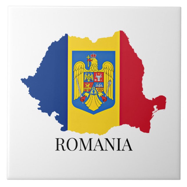 Romania Silhouette, labelled, Ceramic Tile (Front)