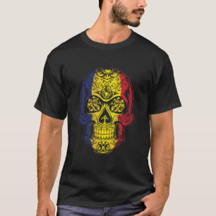 Romania Skull And Roses Flag T-Shirt