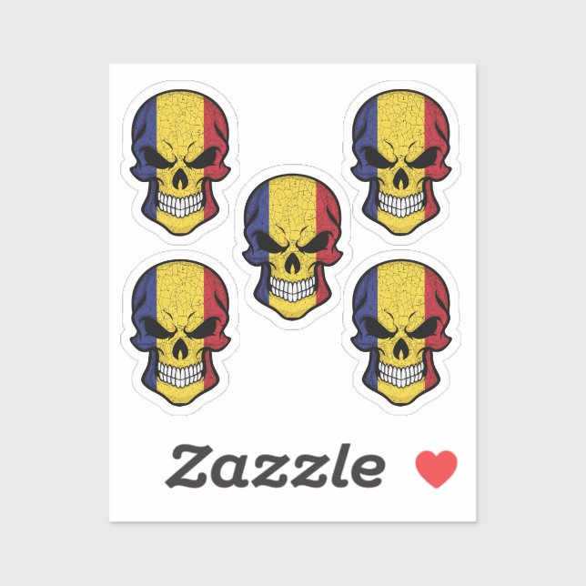 Romania Smiling Skull Flag  (Sheet)