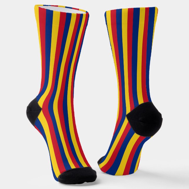 Romania Socks, patriotic Romanian Flag fashion Socks (Angled)