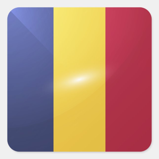 Romania square glossy flag sticker (Front)