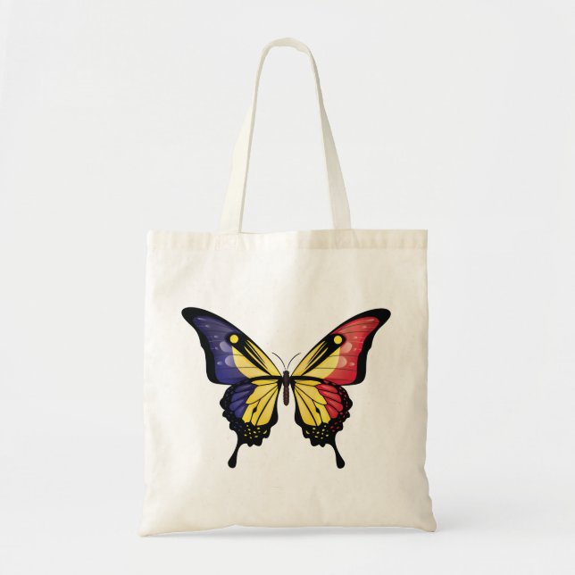 Romania Swallowtail Butterfly Flag Tote Bag (Front)