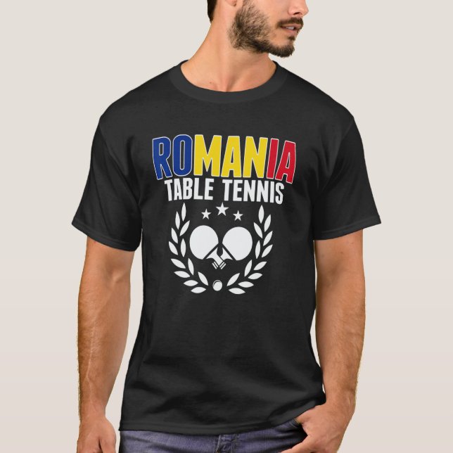 Romania Table Tennis   Romanian Ping Pong Supporte T-Shirt (Front)