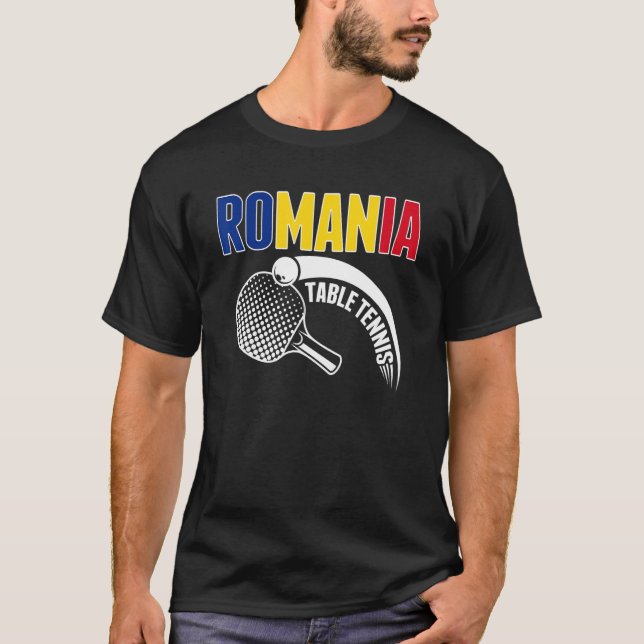 Romania Table Tennis  Support Romanian Ping Pong T T-Shirt (Front)