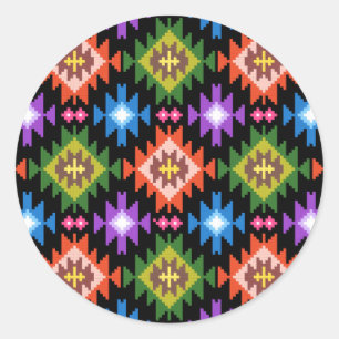 romania traditional folk ethnic motif rug pattern classic round sticker
