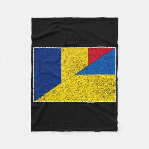 Romania Ukraine Flag Romanian Ukrainian Pride Nati Fleece Blanket