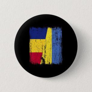 Romania Ukraine Half Flag Romanian Ukrainian Herit 6 Cm Round Badge