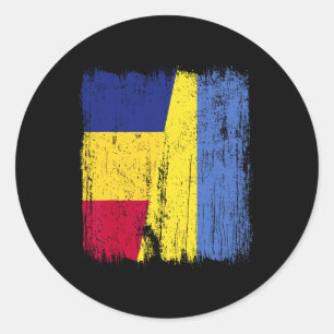 Romania Ukraine Half Flag Romanian Ukrainian Herit Classic Round Sticker