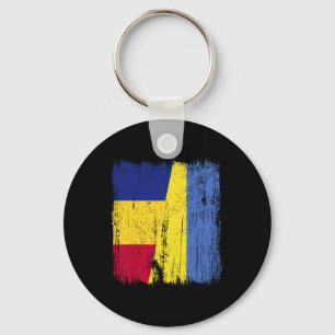 Romania Ukraine Half Flag Romanian Ukrainian Herit Key Ring