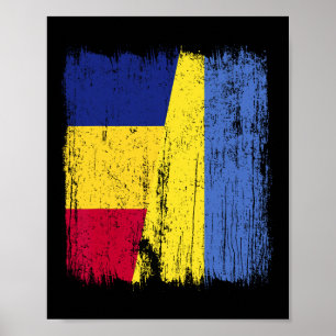 Romania Ukraine Half Flag Romanian Ukrainian Herit Poster