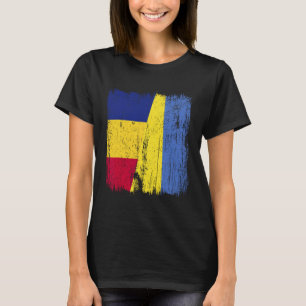 Romania Ukraine Half Flag Romanian Ukrainian Herit T-Shirt