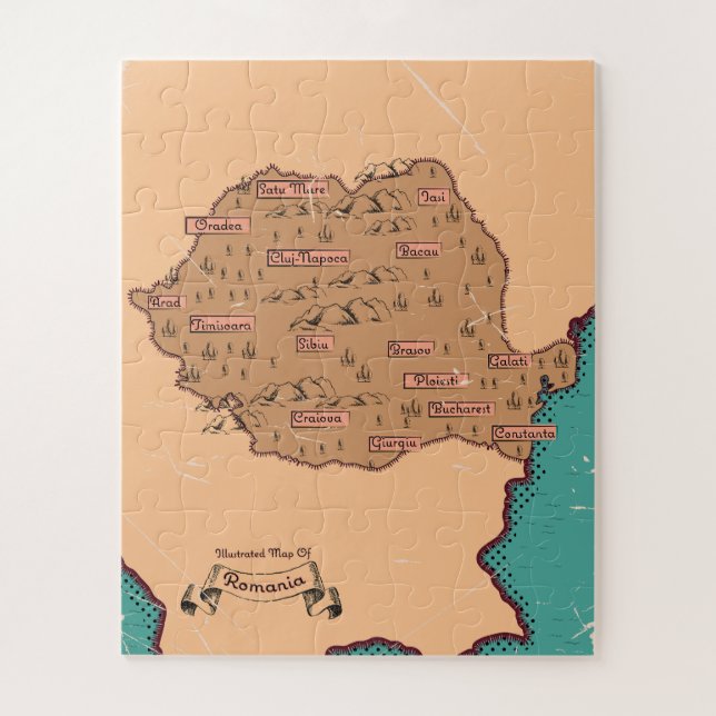 Romania Vintage Counties Map Jigsaw Puzzle (Vertical)