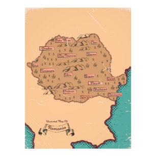 Romania Vintage Counties Map Photo Print