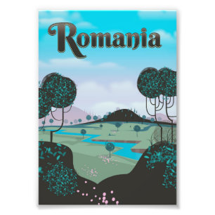 Romania Vintage landscape travel poster