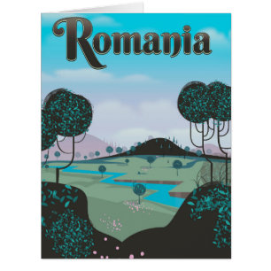 Romania Vintage landscape travel poster