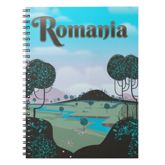 Romania Vintage landscape travel poster Notebook (Front)