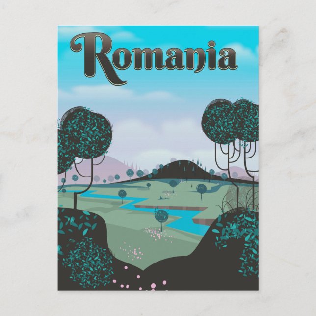 Romania Vintage landscape travel poster Postcard (Front)