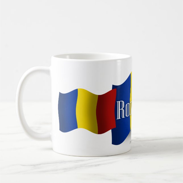 Romania Waving Flag Coffee Mug (Left)