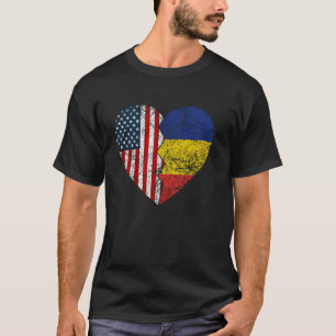 Romanian American Flags Heart United States Romani T-Shirt