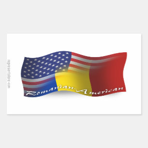 Romanian-American Waving Flag Rectangular Sticker
