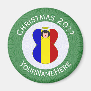Romanian Angel Christmas Flag Personalised Magnet