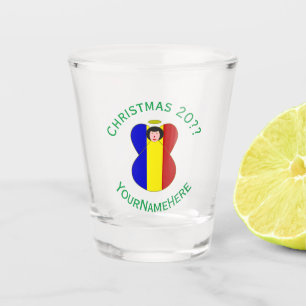Romanian Angel Christmas Flag Personalised  Shot Glass