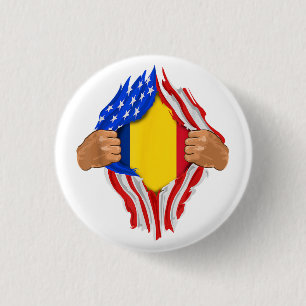 Romanian Blood Inside Me T-Shirt Romania Flag 3 Cm Round Badge